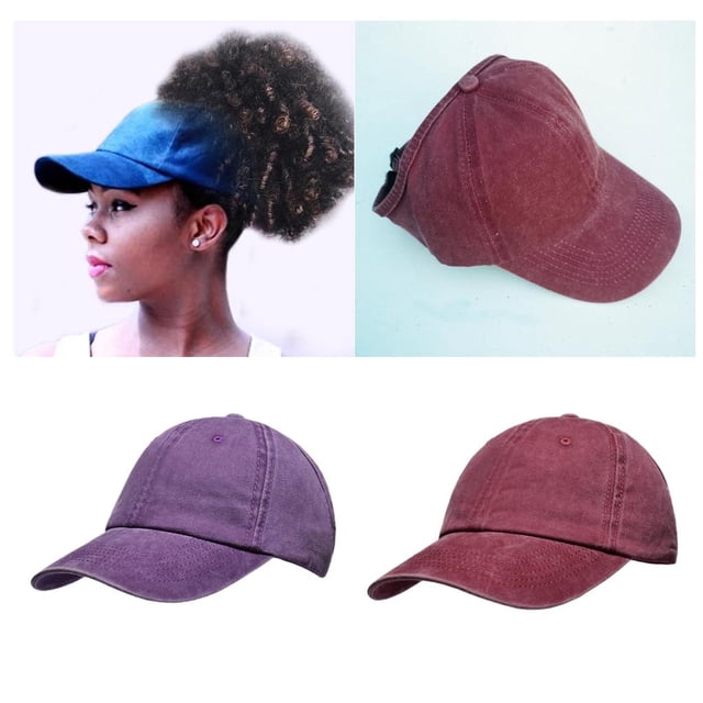 2 Piezas Mujeres Niñas Cola Sombrero de Béisbol Sombreros de Visera para ejercicio Libre Playa Camping , Púrpura Borgoña Yinane Sombrero de visera de verano