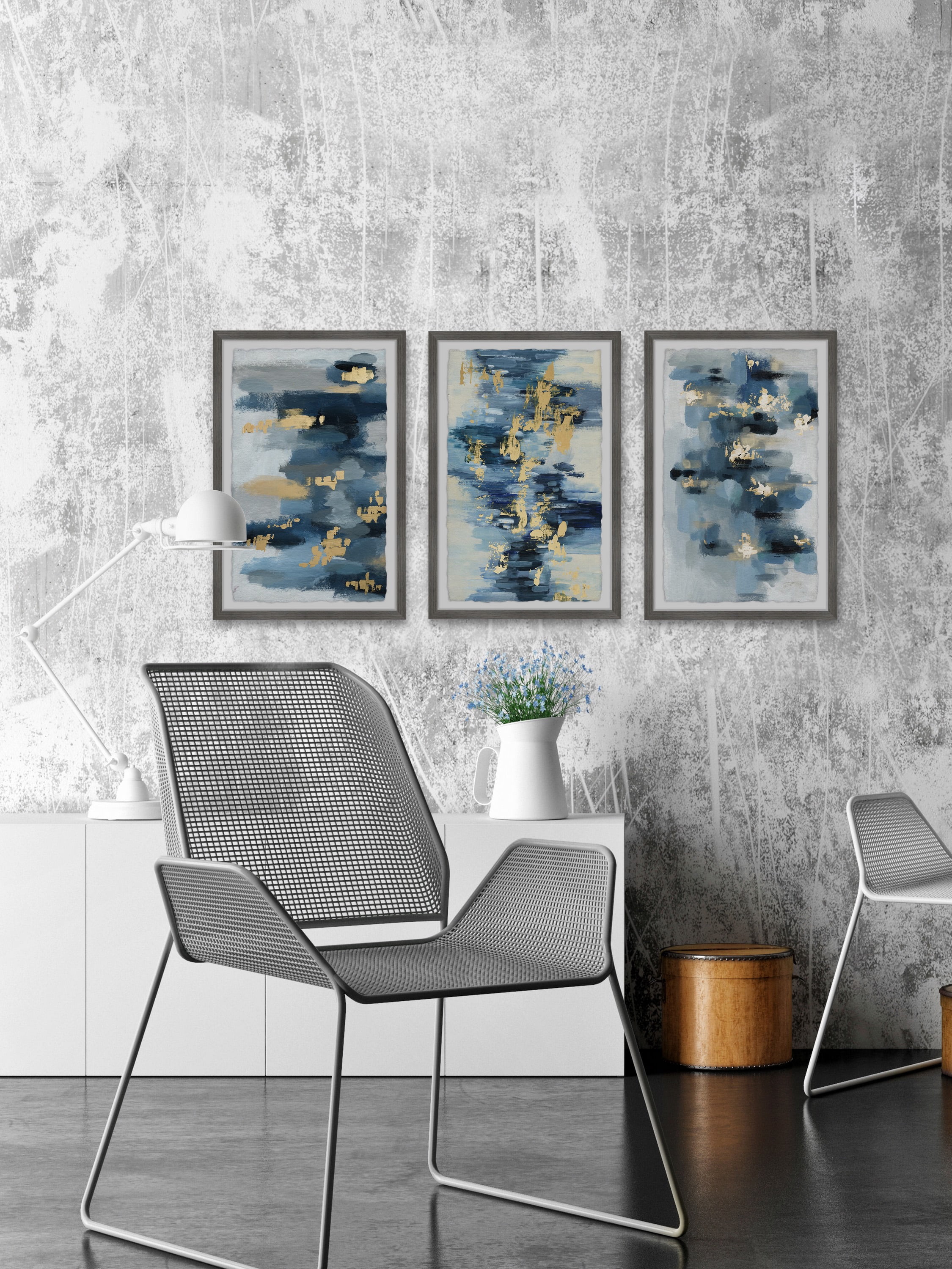 Marmont Hill Blue Florals Triptych