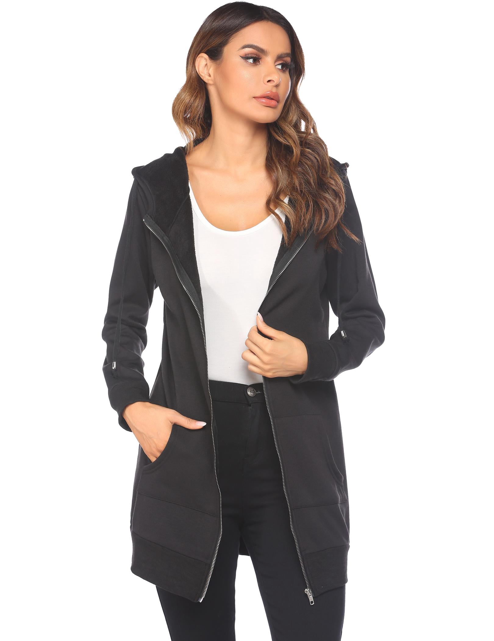 Zeagoo Women's Zip Up Hoodies Long Sleeve Fall Fleece Jacket Casual Oversized Tunic Hooded Sweatshirt With Pockets Winter Coats
