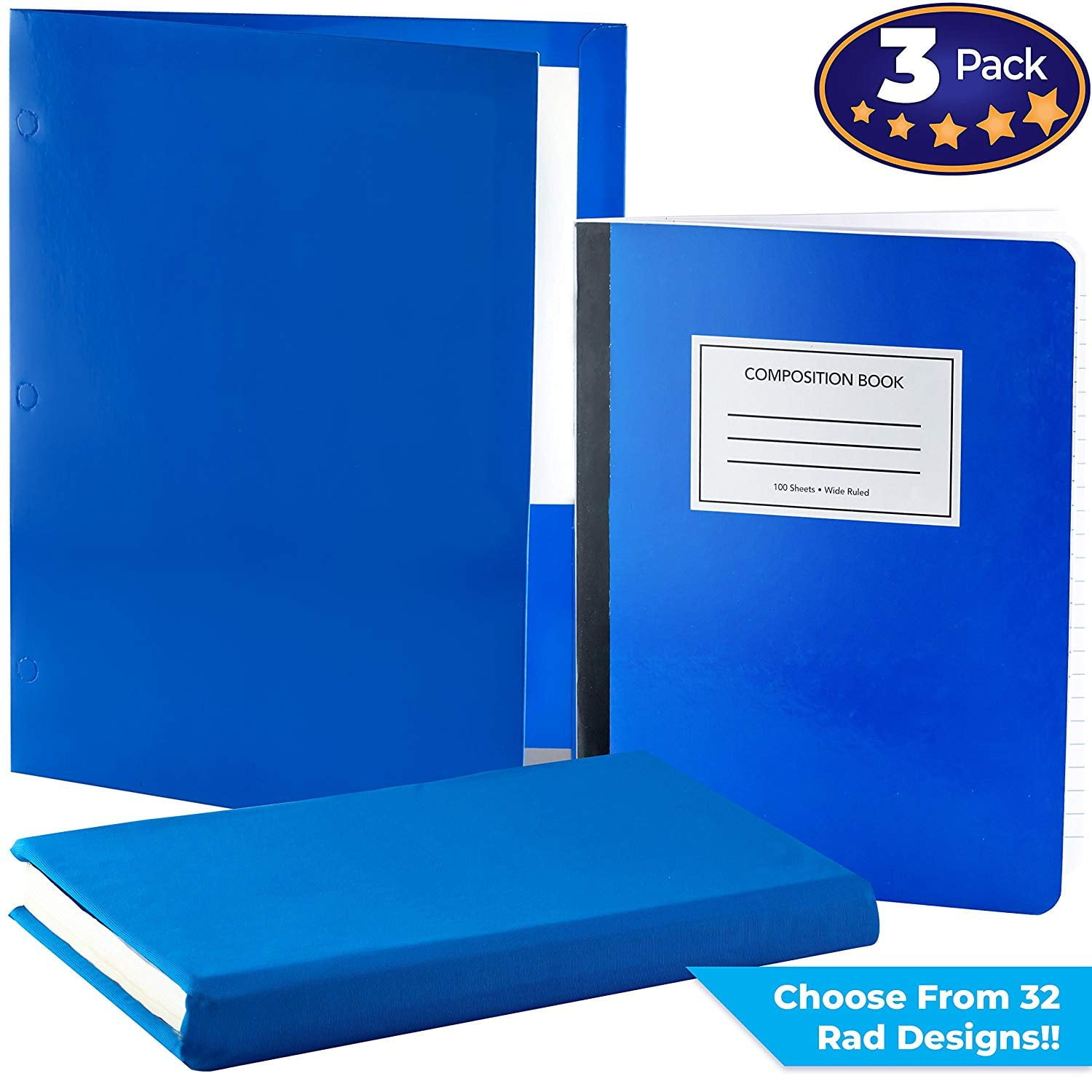 Matching Book Cover, Folder and Composition Notebook Pack. Our Set of