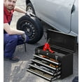 thumbnail image 6 of Mechanics Tool Box Metal Tool Box with 4 Drawers Portable Steel Tool Chest with Metal Cylinder Lock and Latch Closure, Liner, Powder coating, suitable for Garage, Warehouse and Outdoor Repair job-Bla, 6 of 10