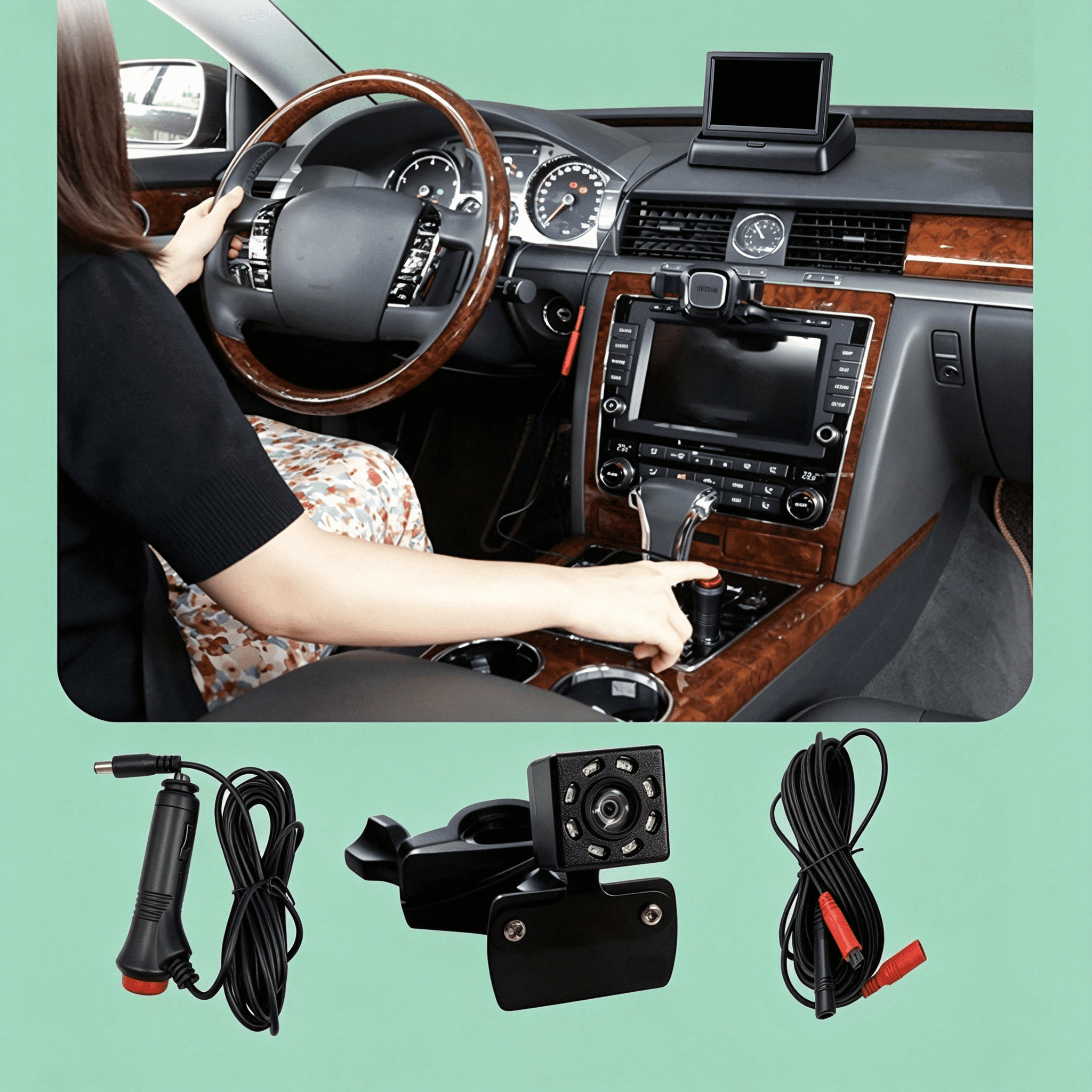 GJX 2026 New Baby Car Monitor High Resolution 360 Degree Rotation Night Vision 4.3 Inch Foldable Baby Car Monitoring Camera for Auto for Newborns,Infants,Toddlers