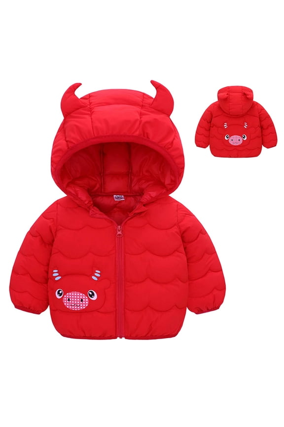 Toddler Winter Jacket Padded Warm Down Coat Hoods Warm Windproof Cute Lightweight Packable Baby Puffer Jacket