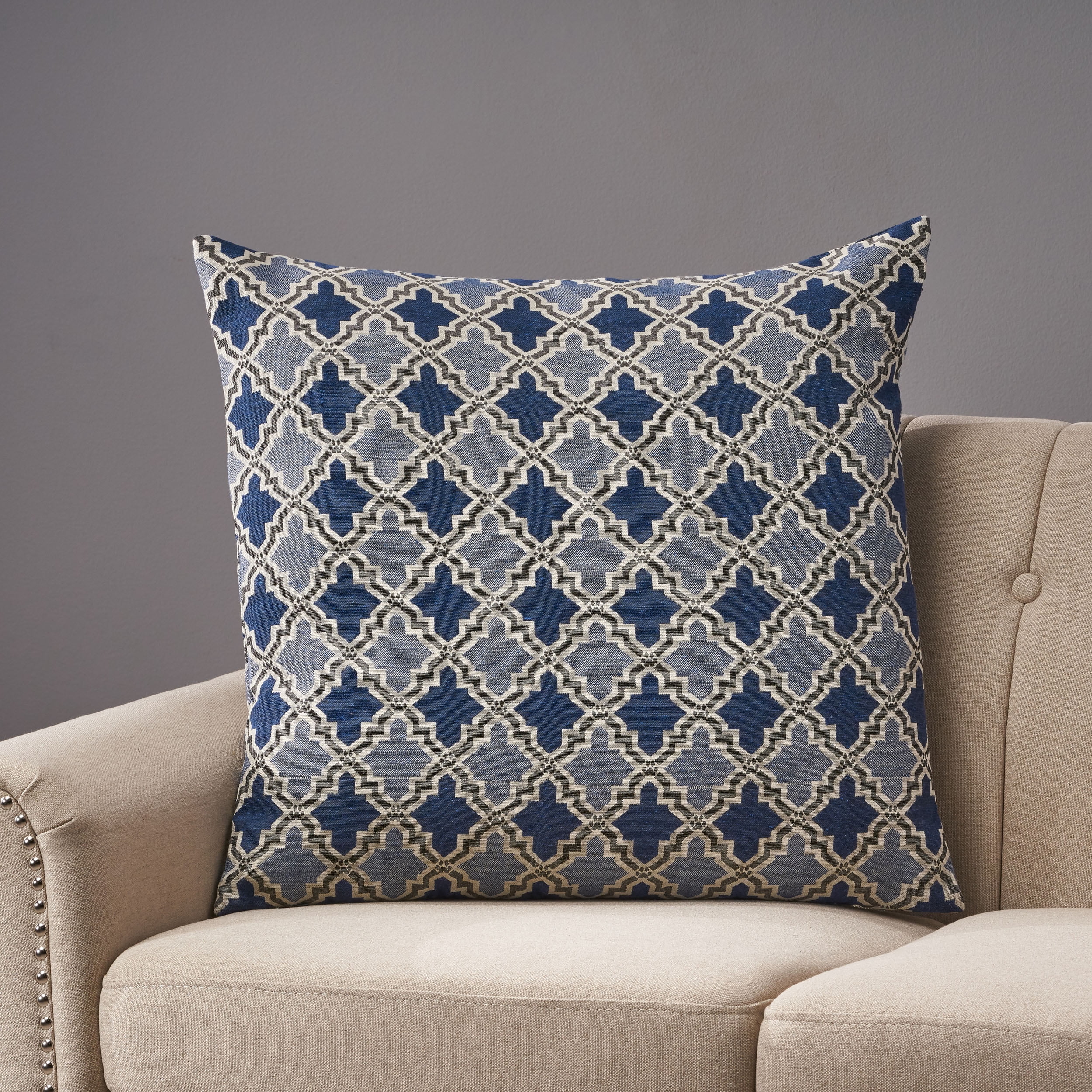 Noble House Jasper Modern Fabric Throw Pillow, Light Blue