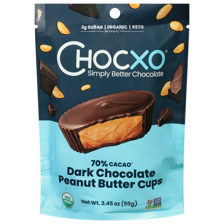 Chocxo Organic 70% Dark Chocolate Peanut Butter Cups - Walmart.com