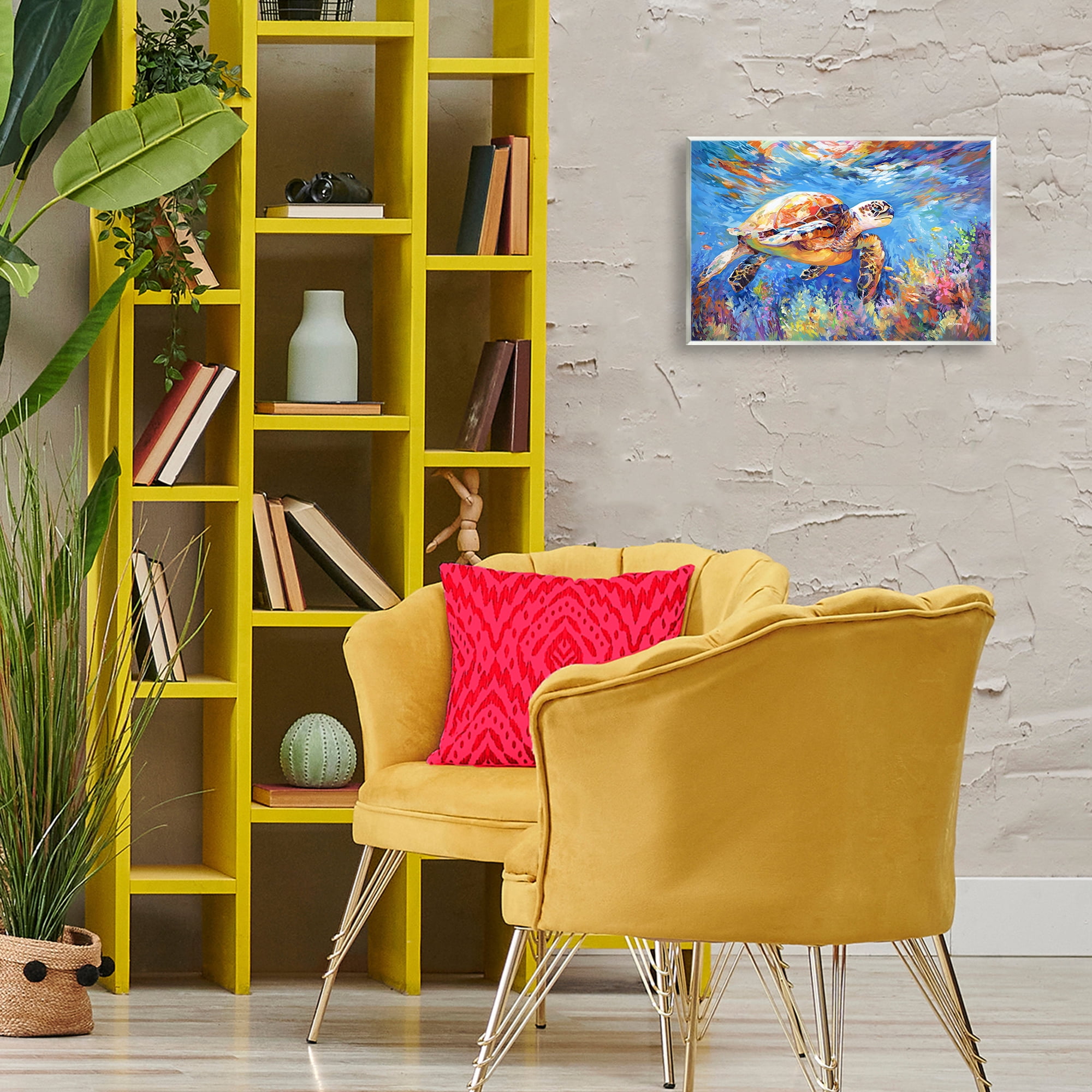 Stupell Industries Sea Turtle's Adventure Animals & Insects Painting Unframed Art Print Wall Art, 15 x 10