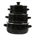 thumbnail image 1 of GROWTH TANK 3 Pieces Enamel Stockpot with Lid Slow Cooker for Restaurant Wedding Kitchen black, 1 of 9