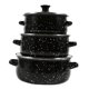 thumbnail image 1 of Olla esmaltada de 3 piezas con tapa, creativa, práctica, resistente al calor, para cocinar negro, 1 of 9