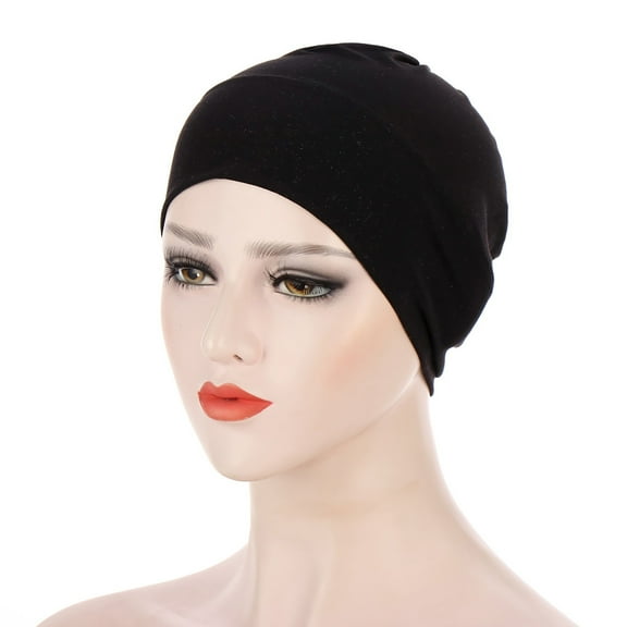 Honrane Women Solid Color Elastic Turban Cap Head Scarf Cover Hat Headdress Muslim Hat