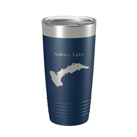

Ashley Lake Map Tumbler Travel Mug Insulated Laser Engraved Coffee Cup Montana 20 oz Navy Blue