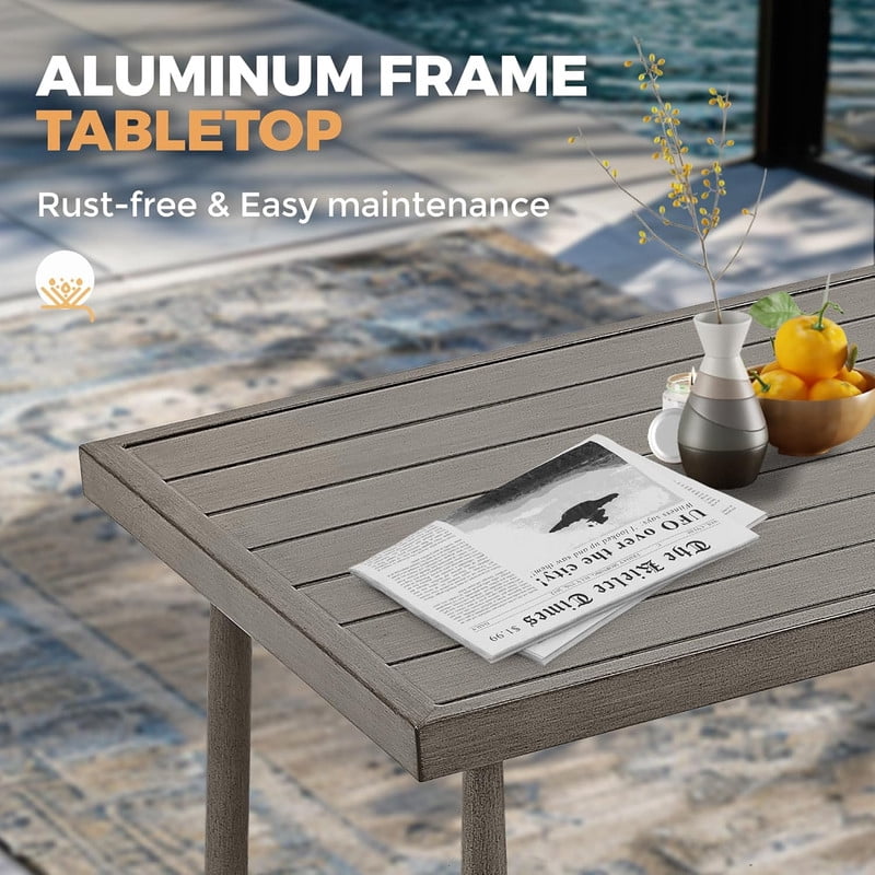 5 Piece Aluminum Patio Furniture Set, Outdoor Sectional Sofa with Coffee Table, Garden Conversation Set with Loveseat and 3-Seat Sofa