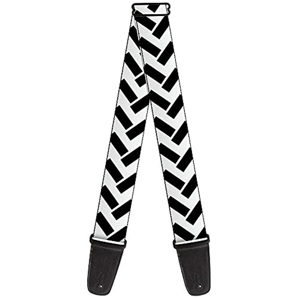 buckledown 2 inches wide guitar strap jagged chevron white/black (gs