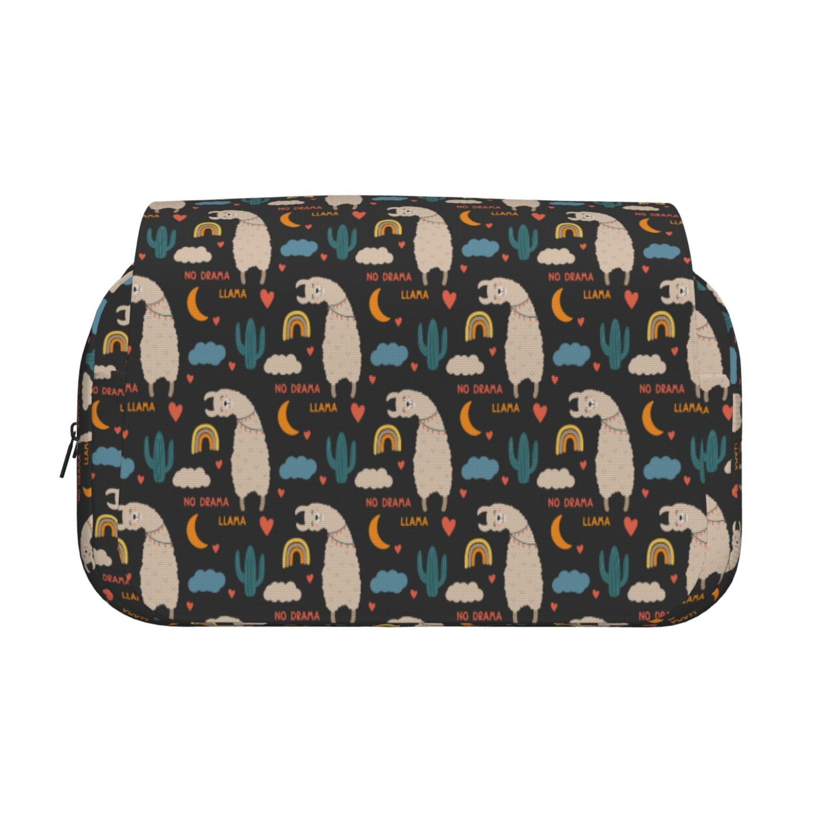 Rateoe Cute Alpaca Pattern Double Clamshell Pen Case, Storage Organizer with Two Zipper Compartments– Holds Up to 50 Pencils & Pens