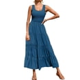thumbnail image 2 of Biekopu Women Summer Casual Long Dress，Ruched U-Neck Sleeveless Dress Beach Holiday Loose Dress, 2 of 4