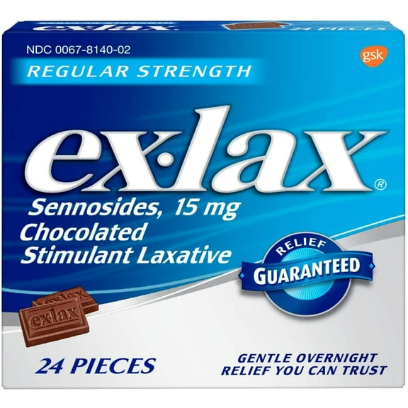 Ex-Lax Sennosides Chocolated Stimulant Laxative Regular 24 Pieces