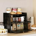 thumbnail image 3 of Vintage Double Layer Bread Box for Kitchen Counter Bamboo Bread Storage Container Large Capacity Bread Storage Bin (Antique Black), 3 of 16
