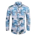 thumbnail image 1 of Camisas De Compresion Camisa a rayas suelta para hombre Camisa de manga larga casual de moda de talla grande (Sky Blue, 5XL), 1 of 2