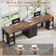 thumbnail image 2 of Farmhouse Two Person Computer Desk with 3 Drawers and Storage Shelves, 96.5" Long Home Office Desk, 2 of 7