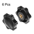thumbnail image 3 of 6 Pieces Star Knobs M6 Thread 38mm 6-Point Head Brass Insert Non-Through Hole Threaded Hand Knob Black, 3 of 6