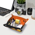 thumbnail image 6 of Valet Tray, Halloween Orange Night Scene Faux Leather Desk Tray Vanity Tray Night Stand Organizer Catch All Tray Key Bowl for Entryway Table, Elegant Valet Tray Storage for Men Women, 6 of 7