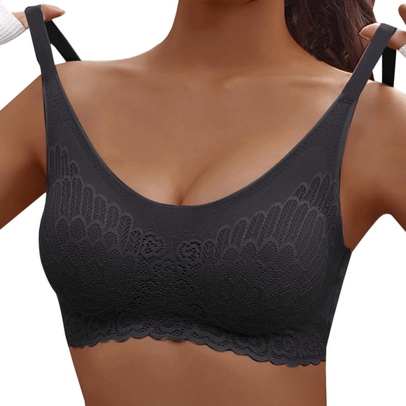 biudgviw Women's Lace Wireless Bras Seamless Soft Supportive Push up Full Coverage Bralettes Comfort T Shirt Bras