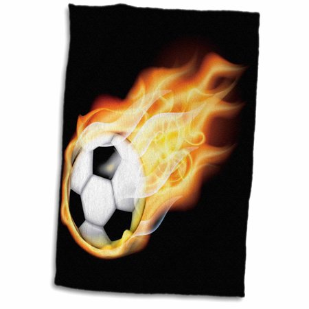 3dRose Soccer Ball with Flame Background - Towel, 15 by 22-inch