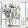 thumbnail image 4 of Gray Flower Shower Curtain, Oil Painting Shower Curtain, Watercolor Floral Farmhouse Shower Curtain Set Waterproof Bath Curtain Bathroom Decor with 12 Hooks, 72x72 inches, 4 of 6