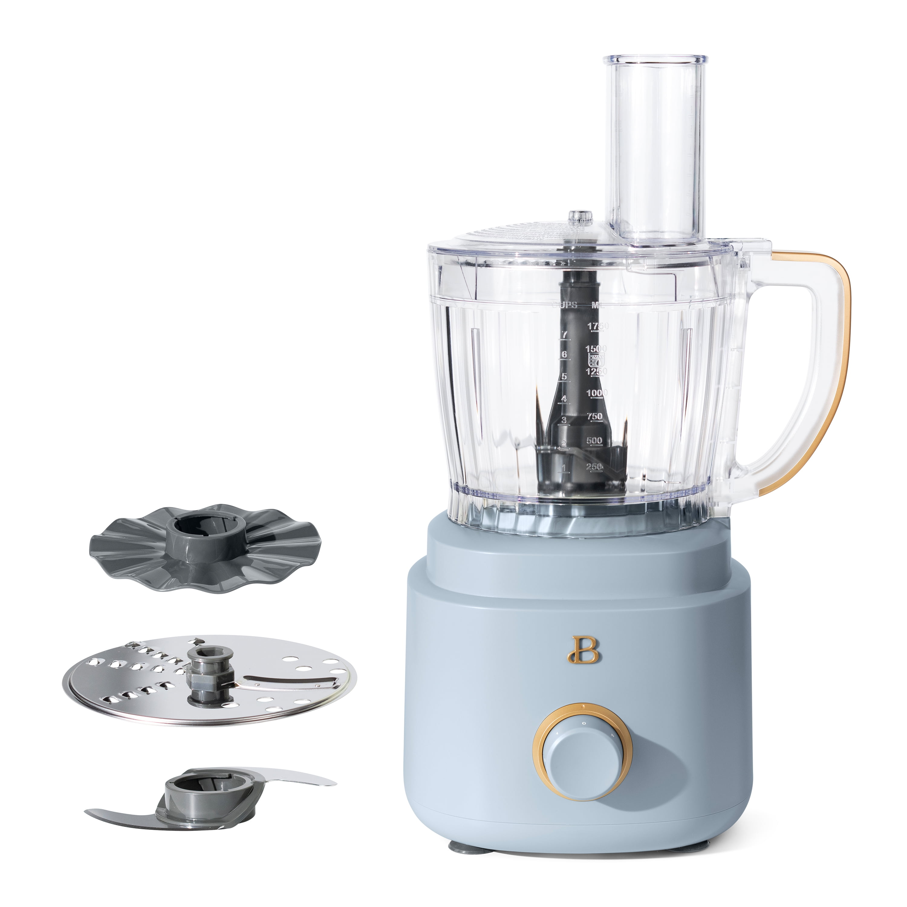 Beautiful 10-Cup Food Processor with Accessories, Cornflower Blue by Drew Barrymore