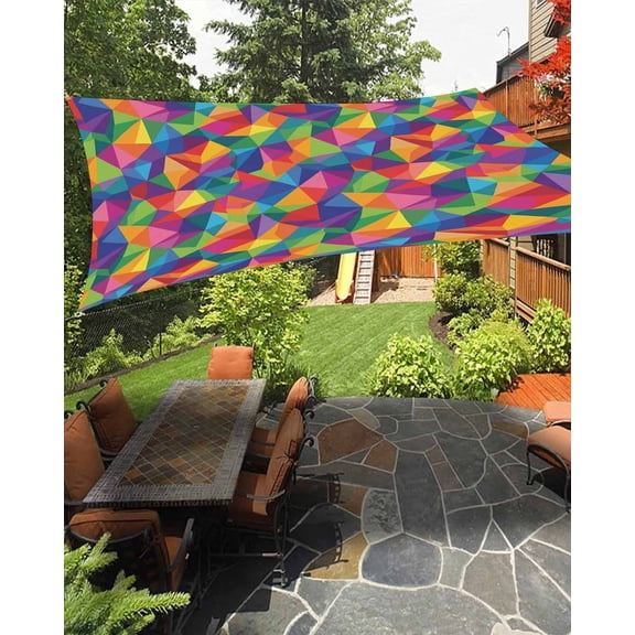 Abstract Geometric Waterproof Sun Shade Sail Color Modern Artificial Shape Outdoor Patio Sun Shades Canopy UV Block Waterproof Sunshade for Garden Backyard Deck Pergola 6.5x10 Ft