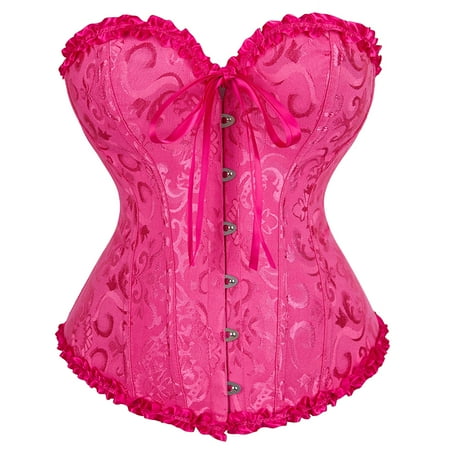 Corset Top Bustiers for Women Lace Up Ovebust Victorian Corset Plus Size Vintage Corsets Rose L