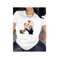 thumbnail image 1 of Women's Cute Cartoon Character Print T-Shirt – Casual, Sporty, Machine Washable, all-Season Comfort, Black with Blonde Graphic, Short Sleeve, Round Neck, oversized Fit, 1 of 6