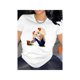 thumbnail image 1 of Women's Cute Cartoon Character Print T-Shirt – Casual, Sporty, Machine Washable, all-Season Comfort, Black with Blonde Graphic, Short Sleeve, Round Neck, oversized Fit, 1 of 6