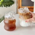 thumbnail image 5 of Taza de cristal INS, vaso resistente al calor, transparente, té, jugo, leche, café, vasos de agua para el hogar, taza de cerveza a rayas, 2/4/6 Uds., 5 of 5