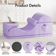 thumbnail image 4 of Advwin Convertible Yoga Chaise Lounge Chair, Ergonomic Foam Lounge with Lumbar Pillow, Washable Cover & Side Pocket, Purple, 4 of 12