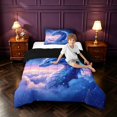 thumbnail image 4 of Manfei Traditional Dragon Animals Twin Comforter Sets,Fantasy Starry Sky Bedding Set,Blue Pink,Black Reversible,2-Piece,1 Comforter and 1 Pillowcase, 4 of 7