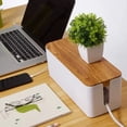 thumbnail image 6 of Fmnung Cable Management Box, Cord Organizer with Wood Lid for Desk TV Computer, Hide Power Strips and Cords, Cable Box with Ventilation Holes, White/Black, 6 of 6