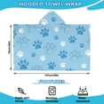 thumbnail image 2 of Blue Dog Paw Footprint Hooded Bath Towel，50"x30" for Ages 3 To 12 Kids, Quick Dry Lightweight Soft Microfiber Hood Beach Towel Cover Up for Kids, 2 of 7