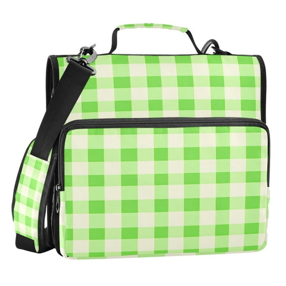 ALAZA Zipper Binder Checkered Green 3 Ring Trapper Keeper File Folder Organizer Bag