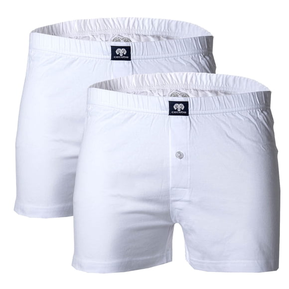 CECEBA Pantalones cortos para hombres, paquete de 2 - Boxer, básicos, de algodón, M-8XL, lisos Blanco 4XL (4X-Large)