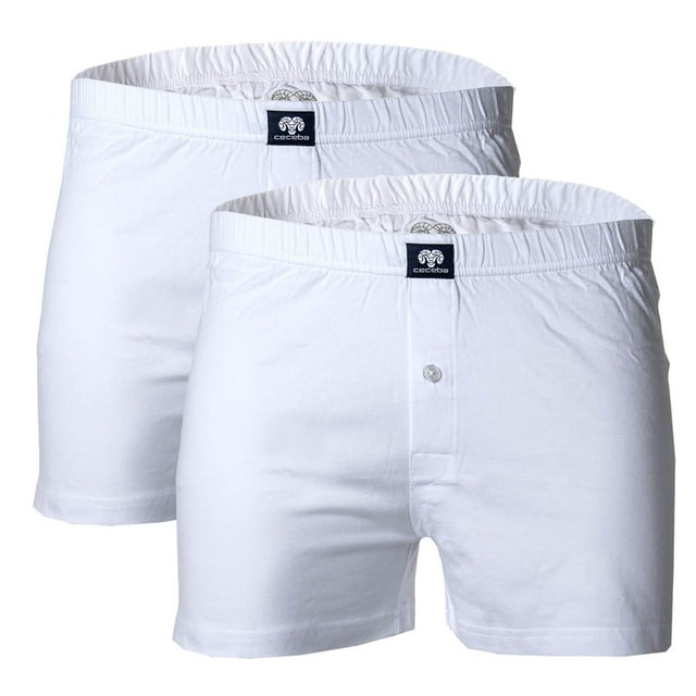 CECEBA Pantalones cortos para hombres, paquete de 2 - Boxer, básicos, de algodón, M-8XL, lisos Blanco 4XL (4X-Large)