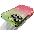 thumbnail image 7 of Compatible with iPhone Case,Glitter Gradient Electro Plated Bumper Camera Lens Protection [Compatible with Wireless Charging] Soft Shockproof Cover Phone Case (Green,iPhone 12 Pro Max), 7 of 7