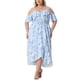 thumbnail image 2 of Vestido Floral de Talla Grande para Mujer Agnes Orinda con Mangas Frías, Volantes, Escote en V y Dobladillo Tulipán, Vestido Maxi Casual con Bolsillo 4X Azul Claro, 2 of 4