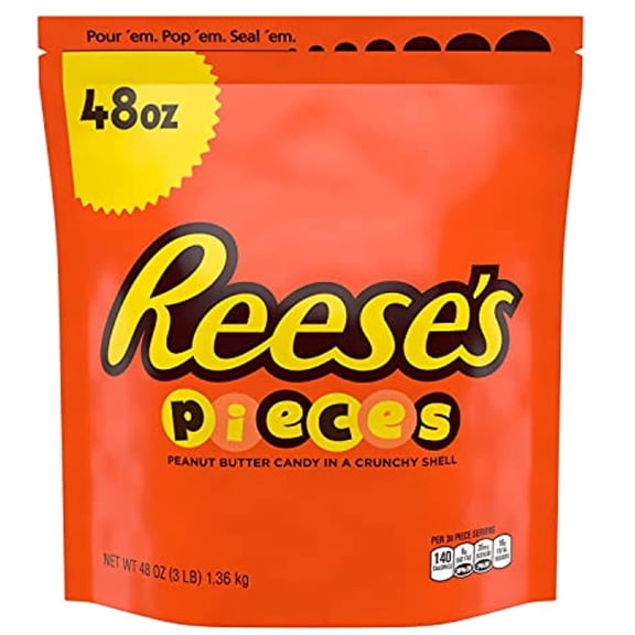 Reeses Pieces Peanut Butter Candy, 48 Oz Bulk Bag