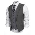 thumbnail image 2 of Coshow Men's Suit Vests Layered Waistcoat Business Formal Dress Vest for Wedding with Pockets, 2 of 8