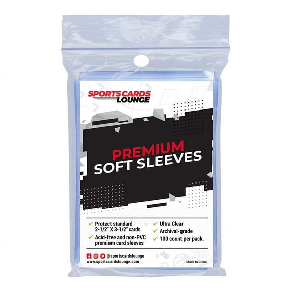 SCL Premium 100 Soft Sleeves / Penny Sleeve for for Baseball, Football, Basketball, Hockey, Golf, Pokemon Single Sports Cards Soft Sleeves - Sportcards Card Collecting Supplies