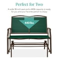 thumbnail image 6 of Best Choice Products 2-Person Outdoor Swing Glider, Steel Patio Loveseat, Bench Rocker w/ Armrests - Forest Green/Brown, 6 of 9