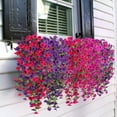 thumbnail image 6 of Artificial Fall Hanging Flowers for Decoration, 2pcs Long Vine Fake Flowers Plants Morning Glory, Realistic Faux Petunias for Planter Patio Porch Garden Autumn Outdoors Dec, Orange Red, 6 of 7