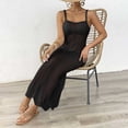 thumbnail image 3 of Swimsuit Coverup for Women Sleeveless Spaghetti Strap Crochet Knit Bodycon Maxi Dress Beach Cover Up Bathing Suit Dress, 3 of 8