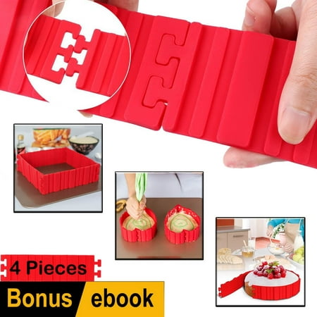Best Silicone Cake Mold Magic Bake Snake-DIY Baking Mould Tool Design Your Pastry Dessert with Any Pan Shape, 4 PCS/lot Nonstick Flexible Reusable Easy to Use and Wash, Perfect Gift Idea for Your (Best Baking And Pastry Schools)