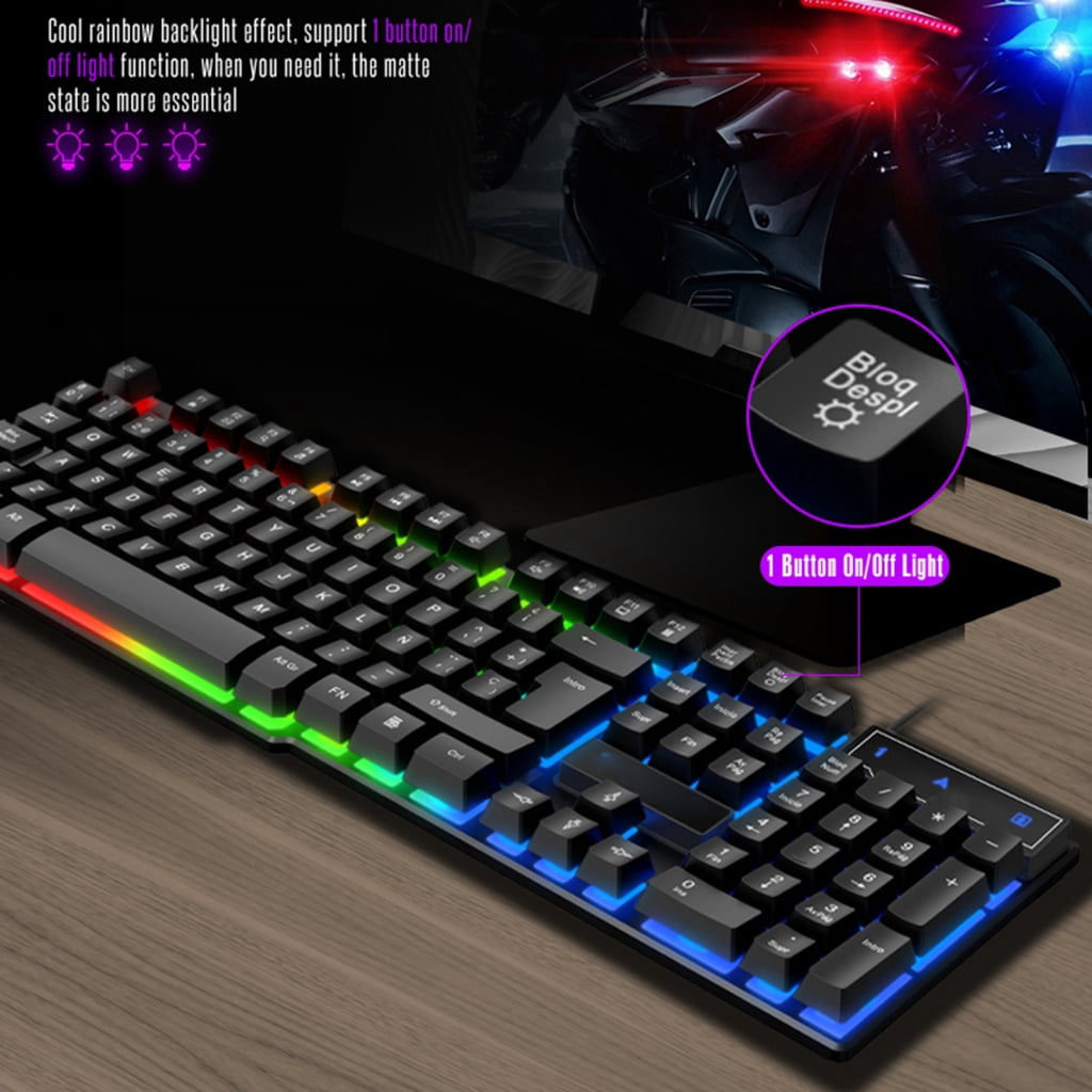 Plugs and Play USB Cord Gaming Keyboards 104Key RGBs Backlight Floating Button Mechanical Feel LagFree Perf